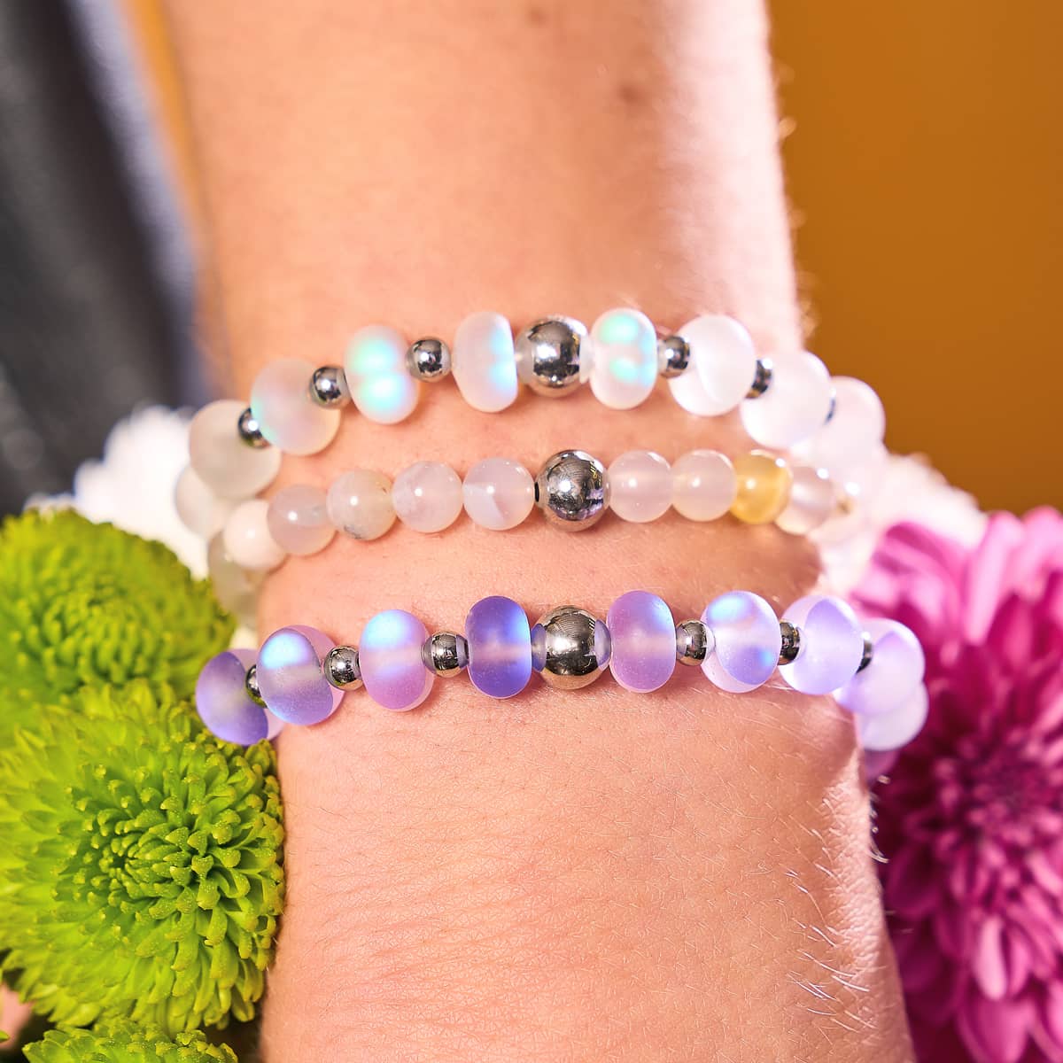 Kirschblütenquarz | Silber | Heilendes Edelsteinperlenarmband